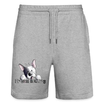 Bouledogue français drôle - Chien - Chiens - Short de jogging bio TRAINER Stanley/Stella unisexe - gris chiné - Devant - Nik (191cm) & Marisol (170cm)