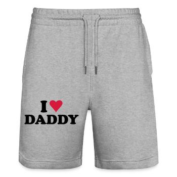 i love daddy - Stanley/Stella Trainer Unisex Organic Jogging Shorts - heather grey - Front - Nik (191cm) & Marisol (170cm)