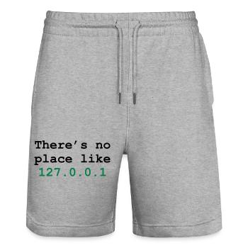 there's no place like 127.0.0.1 - Short de jogging bio TRAINER Stanley/Stella unisexe - gris chiné - Devant - Nik (191cm) & Marisol (170cm)