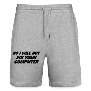 No I will not fix your computer - Short de jogging bio TRAINER Stanley/Stella unisexe - gris chiné - Devant - Nik (191cm) & Marisol (170cm)