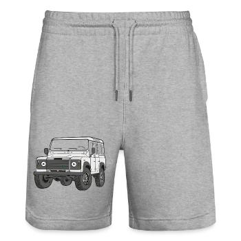 4x4 Defender 110 Adventure - Short de jogging bio TRAINER Stanley/Stella unisexe - gris chiné - Devant - Nik (191cm) & Marisol (170cm)