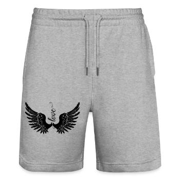 Schutzengel Flügel Love (schwarz) - Stanley/Stella Unisex Bio Joggingshorts Trainer  - Grau meliert - Vorne - Nik (191cm) & Marisol (170cm)