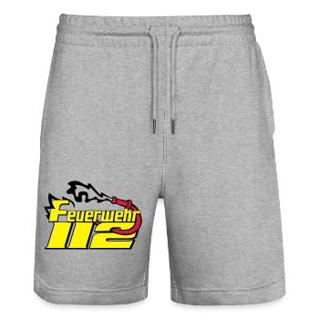 Freiwillige Feuerwehr , Shirt , Feuerwehr 112 (25) - Stanley/Stella Unisex Bio Joggingshorts Trainer  - Grau meliert - Vorne - Nik (191cm) & Marisol (170cm)