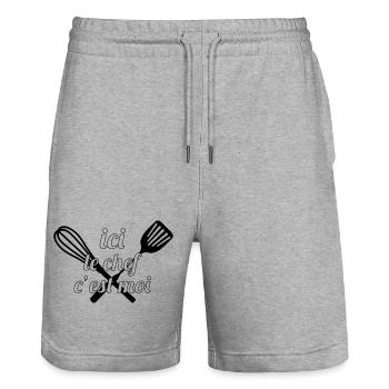 Ici le Chef, c'est moi ! - Short de jogging bio TRAINER Stanley/Stella unisexe - gris chiné - Devant - Nik (191cm) & Marisol (170cm)