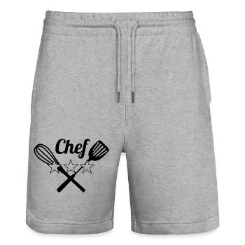Chef - Stanley/Stella Trainer Unisex Organic Jogging Shorts - heather grey - Front - Nik (191cm) & Marisol (170cm)