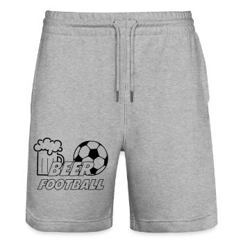 Beer Football - Stanley/Stella Trainer Unisex Organic Jogging Shorts - heather grey - Front - Nik (191cm) & Marisol (170cm)