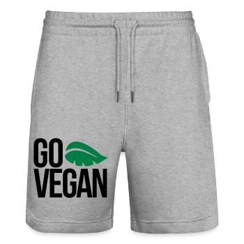 vegan - Stanley/Stella Trainer Unisex Organic Jogging Shorts - heather grey - Front - Nik (191cm) & Marisol (170cm)