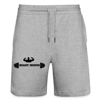 culturiste, musculation,fitness,entraînement,bête - Short de jogging bio TRAINER Stanley/Stella unisexe - gris chiné - Devant - Nik (191cm) & Marisol (170cm)
