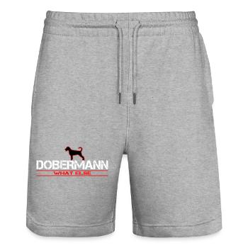 Dobermann what else ?! - Stanley/Stella Unisex Bio Joggingshorts Trainer  - Grau meliert - Vorne - Nik (191cm) & Marisol (170cm)