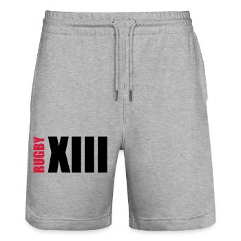 Rugby - Stanley/Stella Trainer Unisex Organic Jogging Shorts - heather grey - Front - Nik (191cm) & Marisol (170cm)