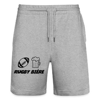 Rugby - Stanley/Stella Trainer Unisex Organic Jogging Shorts - heather grey - Front - Nik (191cm) & Marisol (170cm)