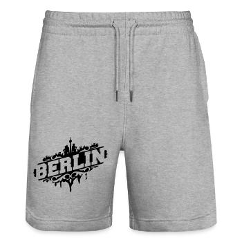 Berlin - pour Berlin berlinois - Short de jogging bio TRAINER Stanley/Stella unisexe - gris chiné - Devant - Nik (191cm) & Marisol (170cm)