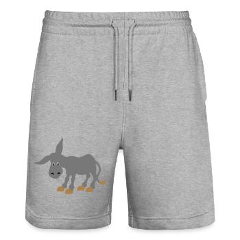 esel - Stanley/Stella Unisex Bio Joggingshorts Trainer  - Grau meliert - Vorne - Nik (191cm) & Marisol (170cm)