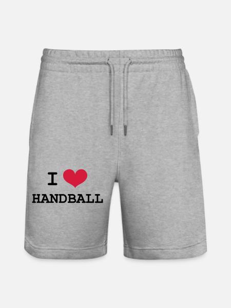 I Love Handball - Stanley/Stella Trainer Unisex Organic Jogging Shorts - heather grey