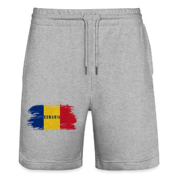 Roumanie Vintage Drapeau / Cadeau Bucarest Cluj - Short de jogging bio TRAINER Stanley/Stella unisexe - gris chiné - Devant - Nik (191cm) & Marisol (170cm)
