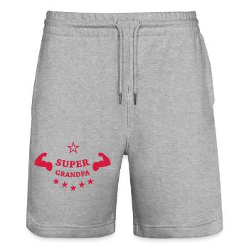 Super Grandpa ! - Short de jogging bio TRAINER Stanley/Stella unisexe - gris chiné - Devant - Nik (191cm) & Marisol (170cm)