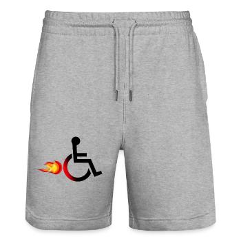 Rollstuhlfahrer mit Flammen # - Stanley/Stella Unisex Bio Joggingshorts Trainer  - Grau meliert - Vorne - Nik (191cm) & Marisol (170cm)