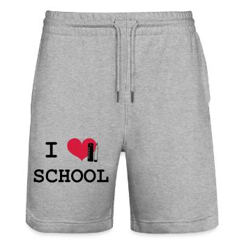 I Love School - Short de jogging bio TRAINER Stanley/Stella unisexe - gris chiné - Devant - Nik (191cm) & Marisol (170cm)