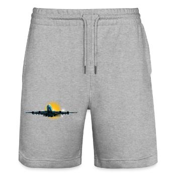 largest airliner - Stanley/Stella Trainer Unisex Organic Jogging Shorts - heather grey - Front - Nik (191cm) & Marisol (170cm)