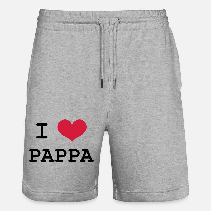 I Love Pappa - Stanley/Stella Unisex Bio Joggingshorts Trainer  - Grau meliert