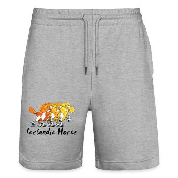 Three Funny Icelandic Horses - Stanley/Stella Trainer Unisex Organic Jogging Shorts - heather grey - Front - Nik (191cm) & Marisol (170cm)
