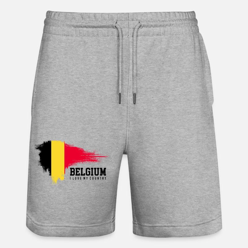 Gelber Strich Roter Spritzer - Stanley/Stella Unisex Bio Joggingshorts Trainer - Grau meliert