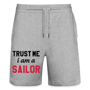 Trust me I am a Sailor - Short de jogging bio TRAINER Stanley/Stella unisexe - gris chiné - Devant - Nik (191cm) & Marisol (170cm)
