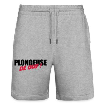 Plongeuse de ouf ! - Short de jogging bio TRAINER Stanley/Stella unisexe - gris chiné - Devant - Nik (191cm) & Marisol (170cm)