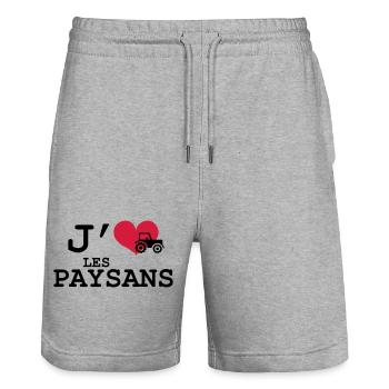 J'aime les Paysans - Short de jogging bio TRAINER Stanley/Stella unisexe - gris chiné - Devant - Nik (191cm) & Marisol (170cm)