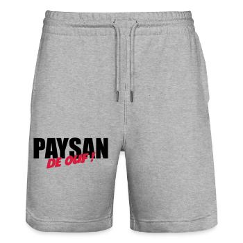 Paysan de ouf ! - Short de jogging bio TRAINER Stanley/Stella unisexe - gris chiné - Devant - Nik (191cm) & Marisol (170cm)