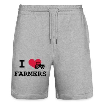 I Love Farmers - Stanley/Stella Unisex Bio Joggingshorts Trainer  - Grau meliert - Vorne - Nik (191cm) & Marisol (170cm)