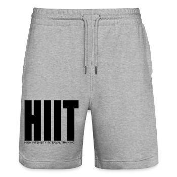 HIIT (High Intensity Interval Training) shirt - Stanley/Stella Trainer Unisex Organic Jogging Shorts - heather grey - Front - Nik (191cm) & Marisol (170cm)