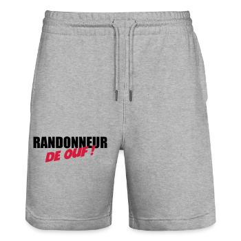 Randonneur de ouf ! - Short de jogging bio TRAINER Stanley/Stella unisexe - gris chiné - Devant - Nik (191cm) & Marisol (170cm)