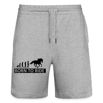 Born to Ride Pferd - Stanley/Stella Unisex Bio Joggingshorts Trainer  - Grau meliert - Vorne - Nik (191cm) & Marisol (170cm)