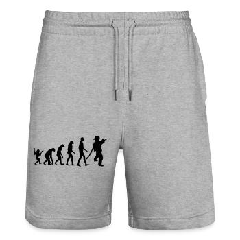 pompier_kiosdz22 - Stanley/Stella Trainer Unisex Organic Jogging Shorts - heather grey - Front - Nik (191cm) & Marisol (170cm)