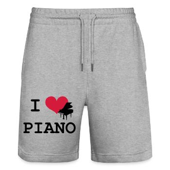 I Love Piano - Stanley/Stella Trainer Unisex Organic Jogging Shorts - heather grey - Front - Nik (191cm) & Marisol (170cm)