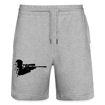 sport Shooting - Stanley/Stella Trainer Unisex Organic Jogging Shorts - heather grey - Front - Nik (191cm) & Marisol (170cm)