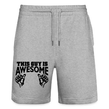 awesome - Stanley/Stella Trainer Unisex Organic Jogging Shorts - heather grey - Front - Nik (191cm) & Marisol (170cm)