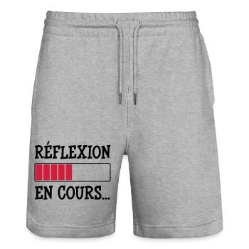 Réflexion en cours... - Short de jogging bio TRAINER Stanley/Stella unisexe - gris chiné - Devant - Nik (191cm) & Marisol (170cm)