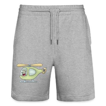 Maus im Hubschrauber - Stanley/Stella Unisex Bio Joggingshorts Trainer  - Grau meliert - Vorne - Nik (191cm) & Marisol (170cm)