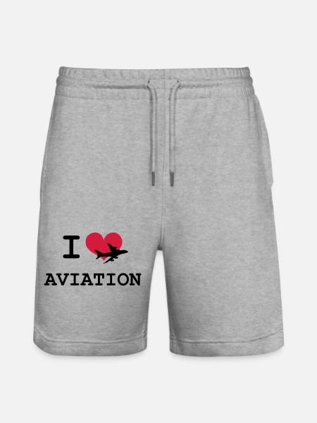 I Love Aviation - Short de jogging bio TRAINER Stanley/Stella unisexe - gris chiné