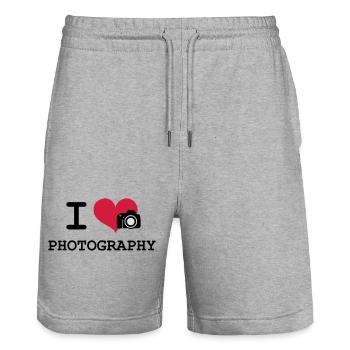 I Love Photography - Stanley/Stella Unisex Bio Joggingshorts Trainer  - Grau meliert - Vorne - Nik (191cm) & Marisol (170cm)