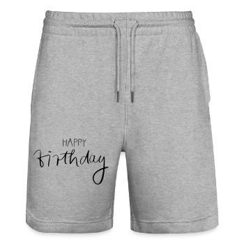 Happy birthday - Stanley/Stella Unisex Bio Joggingshorts Trainer  - Grau meliert - Vorne - Nik (191cm) & Marisol (170cm)