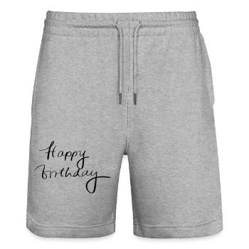 Happy birthday - Stanley/Stella Unisex Bio Joggingshorts Trainer  - Grau meliert - Vorne - Nik (191cm) & Marisol (170cm)