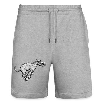 Sportlicher Irischer Wolfshund - Stanley/Stella Unisex Bio Joggingshorts Trainer  - Grau meliert - Vorne - Nik (191cm) & Marisol (170cm)