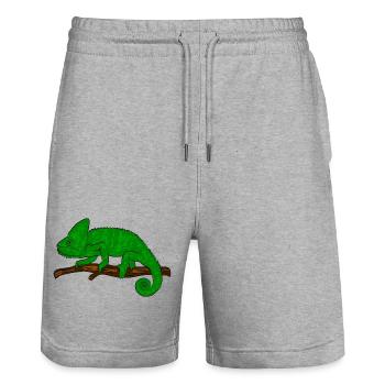Chamäleon Exotisch - Stanley/Stella Unisex Bio Joggingshorts Trainer  - Grau meliert - Vorne - Nik (191cm) & Marisol (170cm)