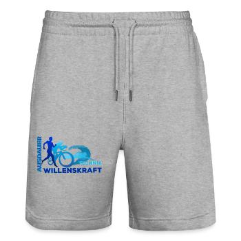 Triathlon - Ausdauer - Technik - Willenskraft - Stanley/Stella Unisex Bio Joggingshorts Trainer  - Grau meliert - Vorne - Nik (191cm) & Marisol (170cm)