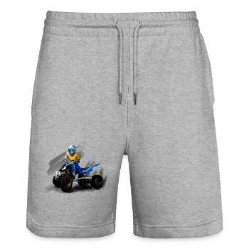 quad - Stanley/Stella Trainer Unisex Organic Jogging Shorts - heather grey - Front - Nik (191cm) & Marisol (170cm)