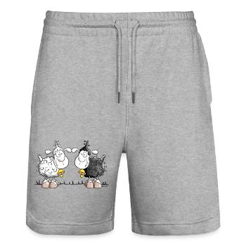 Deux Moutons - Short de jogging bio TRAINER Stanley/Stella unisexe - gris chiné - Devant - Nik (191cm) & Marisol (170cm)
