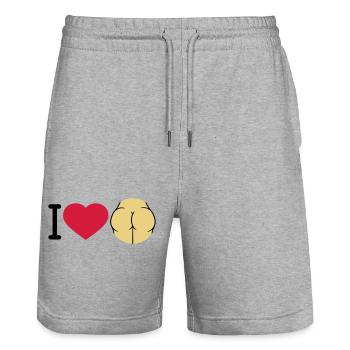 i love ass herz liebe logo rund nackte frau sexy a - Stanley/Stella Unisex Bio Joggingshorts Trainer  - Grau meliert - Vorne - Nik (191cm) & Marisol (170cm)